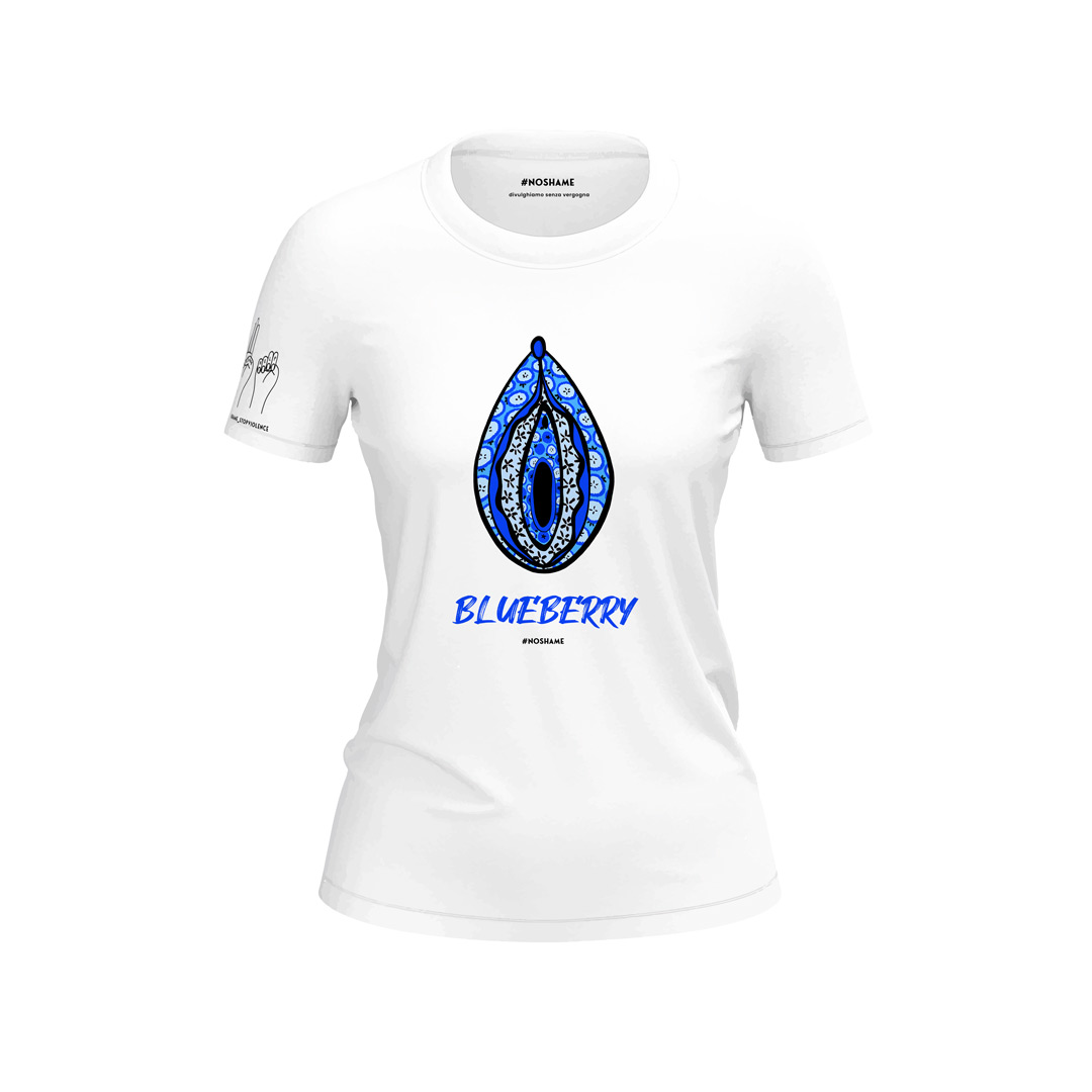 T-shirt Blueberry bianca da donna